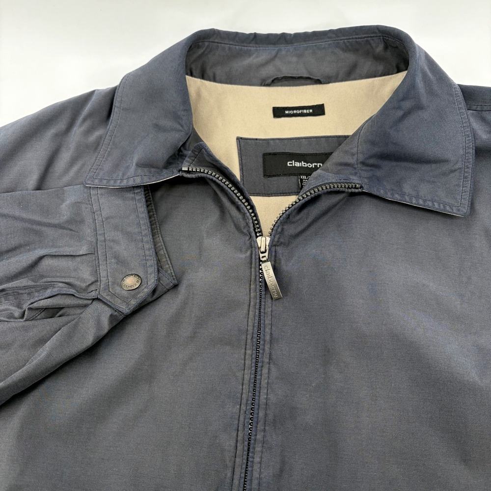 Claiborne Mens XXL Microfiber Full Zip Jacket Charcoal Gray Harrington Coat‎